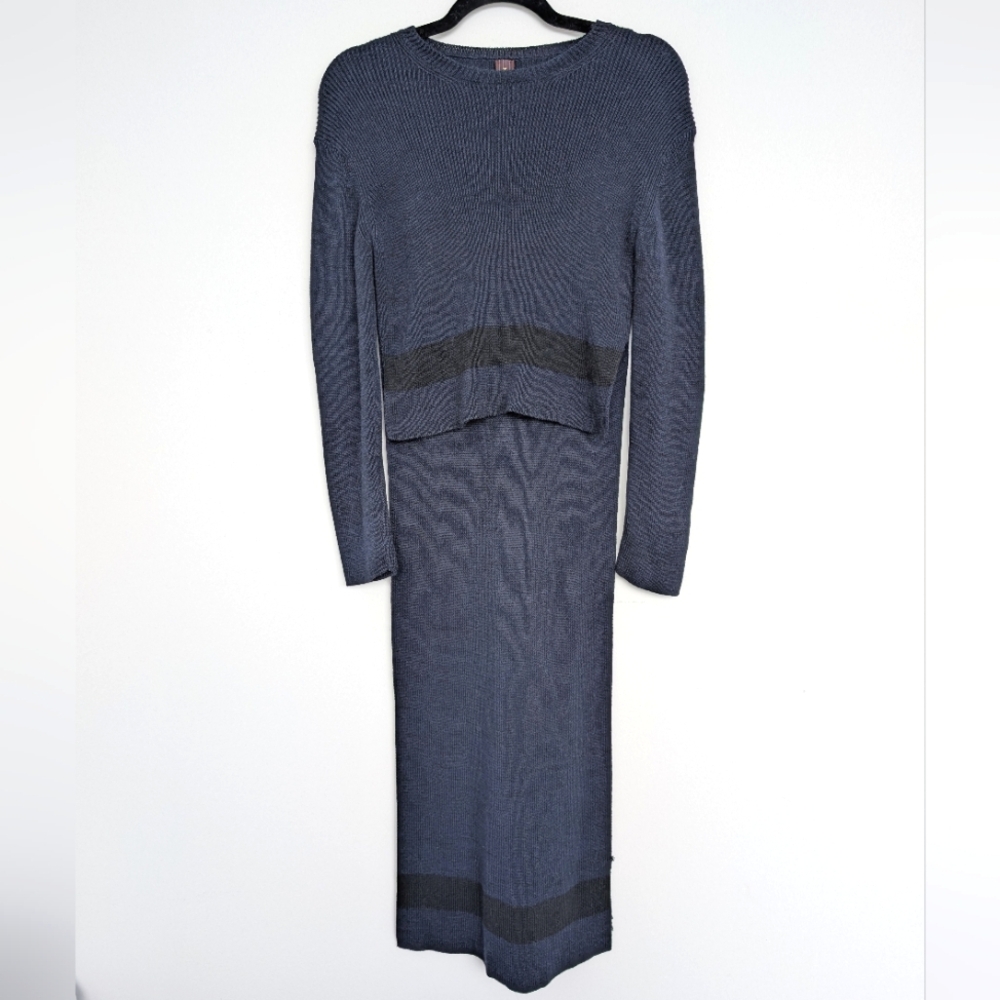 Mihara Yasuhiro 100% Cotton High Low Crewneck Long Sleeve Sweater Sz 38 Stripe